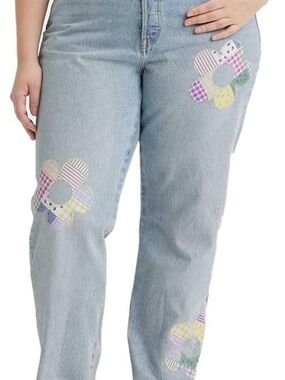 Levi's 501 Fresh As A Daisy Straight Leg Jeans with Pastel Floral Patchwork